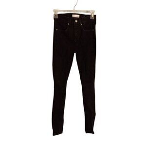 Loft 24 Petite 00P Jean Leggings Womens Denim High Rise Skinny Black Jeggings